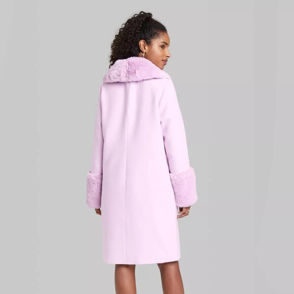 NWT NEW retro mod purple fur collar cuffs coat size medium - Picture 3 of 7